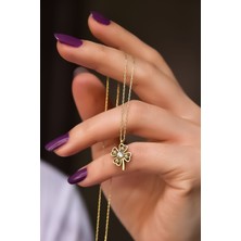 Papatya Silver 925 Ayar Gümüş Gold Kaplama Dorika Toplu Yonca Kolye