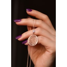 Papatya Silver 925 Ayar Gümüş Rose Kaplama Incili Yaşam Çiçeği Kolye