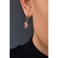 Papatya Silver  925 Ayar Gümüş Rose Kaplama Ekim Ayı Doğum Taşlı Kübik Drop Küpe