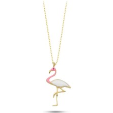 Sembol Gold Flamingo Altın Kolye Mineli