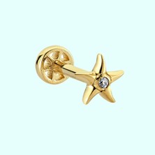 Sembol Gold Altın Deniz Yıldız Tragus Piercing 14 Ayar