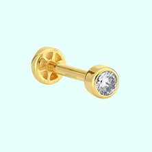Sembol Gold Altın Tektaş Tragus Piercing 14 Ayar
