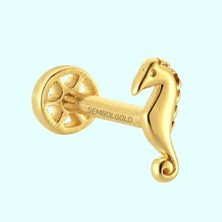 Sembol Gold Altın Deniz Atı Tragus Piercing 14 Ayar