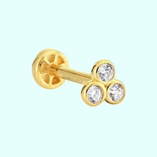 Sembol Gold Altın Üçtaş Tragus Piercing 14 Ayar