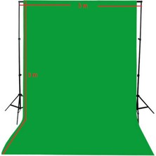 Chromakey-Green Screen-Greenbox- Yeşil Fon Perde 3X3M + Fon Standı 2x8 + 4 Adet Mandal