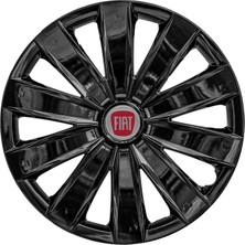 Whiteoto Fiat 16 Inç Jant Kapağı Amblemli Piano Black 4'lü Takım 213