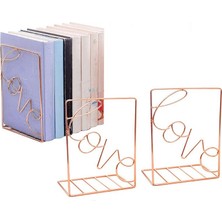 HaiTun 2 Adet Yaratıcı Metal Bookends Masası Depolama Tutucu Raf Kitabı Organizatör Standı, Aşk Şekilli ve kare | (Yurt Dışından)