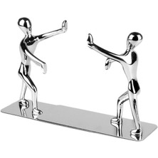 HaiTun 1 Çift / Grup Moda Serin Metal Paslanmaz Çelik Insan Şeklinde Bookend Okul Kırtasiye ofis Arzı | Bookends (Yurt Dışından)