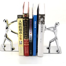 HaiTun 1 Çift / Grup Moda Serin Metal Paslanmaz Çelik Insan Şeklinde Bookend Okul Kırtasiye ofis Arzı | Bookends (Yurt Dışından)