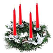 HaiTun (Gümüş) Noel Çelenk Mumluklar 12 Inç Noel Advent Takvim Advent Çelenk Yüzük Mum Stand (Yurt Dışından)