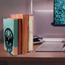 HaiTun 2 Paket Kafatası Tasarım Siyah Bookend, Raflar Için Kitap Sonu Kitaplar, Kitap Raf Tutucu Ev Ofis Dekoratif Masaüstü Organizatör | Bookends (Yurt Dışından)