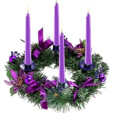 HaiTun (Mor) Noel Çelenk Mumluklar 12 Inç Noel Advent Takvim Advent Çelenk Yüzük Mum Stand (Yurt Dışından)