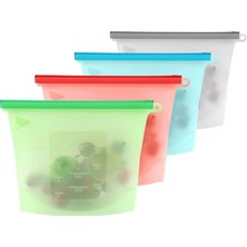 HaiTun 4 Adet Silikon Gıda Çantası Fda Kullanımlık Silikon Gıda Çantası Kilitli Çanta Sızmaz Dondurucu Korunma Çok Amaçlı | Saran Wrap plastik Poşetler (Yurt Dışından)