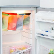 HaiTun 4 Adet Silikon Gıda Çantası Fda Kullanımlık Silikon Gıda Çantası Kilitli Çanta Sızmaz Dondurucu Korunma Çok Amaçlı | Saran Wrap plastik Poşetler (Yurt Dışından)