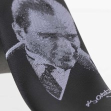 Gaffy Atatürk ve Imza Desenli Dokuma Siyah Kravat