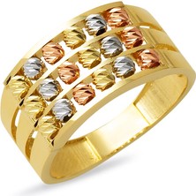 Bilezikci Üç Sıra Dorika Toplu Altın Yüzük