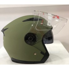 Jiekai Jiekai Mat Yeşil Güneş Vizörlü Açık Kask