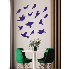 Lizpo Decor Uçan Kuşlar Dekoratif Duvar Lacivert Sticker Kuş Sürüsü Mb1