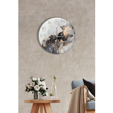Saban Çap 37cm - Siyah Yaldızlı - Dekoratif Cam Duvar Saati