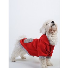 Peti Tailor Köpek Kıyafeti Kapüşonlu Polar Sweatshirt Cepli Model Kırmızı