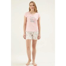 Eros 30582 Kadın Kısa Kollu Şortlu Pijama Takım-Pembe