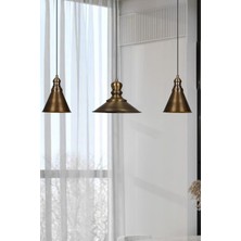 Bamyum Üçlü Lima Eskitme Rengi Metal Sarkıt Avize  Lamba Rustik Vintage Iç Mekan Ofis Cafe