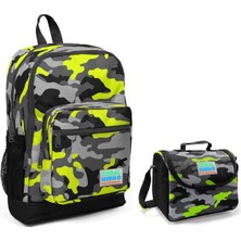 Coral High Ilkokul Sırt Çantası ve Kalemlik Seti - Yeşil Kamuflaj