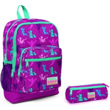 Coral High Kız Çocuk Peri Baskılı Ilkokul Çantası ve Kalemlik Takım - Mor/yeşil