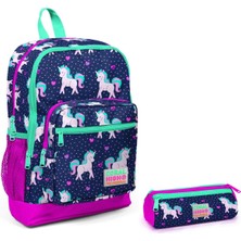 Coral High Tekboynuz Kız Çocuk Okul Çantası ve Kalemlik Seti - Mor/pembe