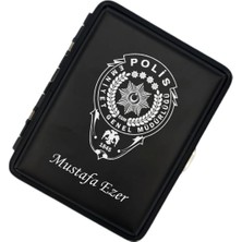 Sedef Silver Polis Amblem Logolu Kişiye Özel Metal Mat Siyah Sigara Tabakası