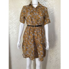 DaisyModa Gömlek Yaka Çiçekli Elbise