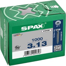 Spax Sunta Vidası 3 x 13 mm 1000'li Tam Dişli Havşa Başlı Wırox Kaplama