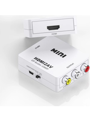 Aogo HDMI To Rca Görüntü ve Ses Dönüştürücü Çevirici HDMI In Av Out Converter Adaptör Lale Cvsb