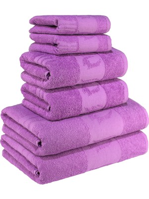 Textile Colors Lale Desenli  Pamuk Banyo Havlu Seti 6 Adet, 2 Banyo Havlusu, 2 El Havlusu, ve 2 Yüz Havlusu, -Comfort- Lily,