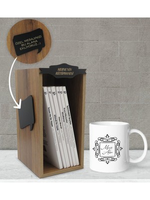 BK Kişiye Özel Isimli Ahşap Kütüphanede Tolstoy Unutulmaz Eserleri (6 Kitap) ve Kupa Bardak Hediye Seti