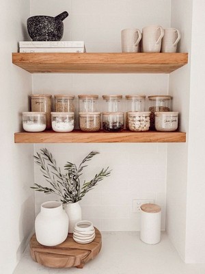 Karadeniz Dizayn Doğal Ahşap Raf 2'li Takım - 60X20 cm