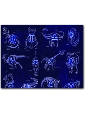Cakatablo Dinozorlu Burç Sembolleri Neon