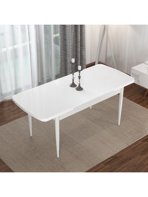 Rovena Bade 70X114 Mdf Beyaz Açılabilir Mutfak Masası Takımı 6 Mor Sandalye
