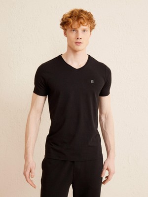 Xint V Yaka Slim Fit Modal Basic T-Shirt