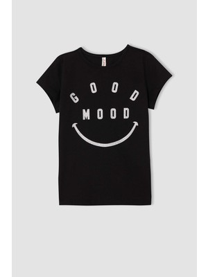 DeFacto Kız Çocuk Slogan Baskılı Kısa Kollu Tişört T2538A621SM