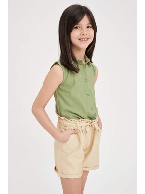 Defacto Kız Çocuk Kolsuz Bağlama Detaylı Gömlek T4057A621SM