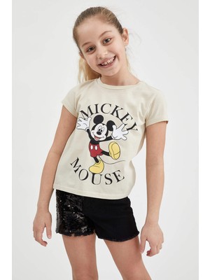 DeFacto Kız Çocuk Mickey Mouse Lisanslı Kısa Kollu Tişört T2635A621SP