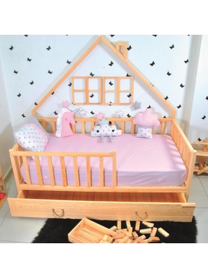 Bayev Markaawm Montessori Çocuk Yatak Çekmeceli 90X190 Karyola Yağmur