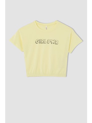 DeFacto Kız Çocuk Yazı Baskılı Kısa Kol Tişört T4873A621SM