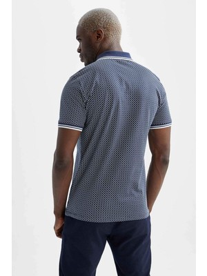 DeFacto Slim Fit Polo Yaka Desenli Kısa Kollu Pamuklu Penye Tişört U4091AZ21SM