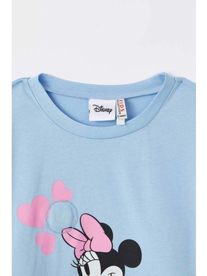 Defacto Kız Çocuk Minnie Mouse Lisanslı Crop Dokunmatik Işıklı Kısa Kollu Tişört U5422A621SM