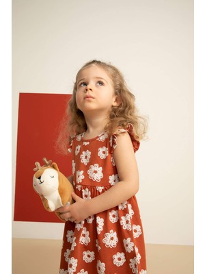DeFacto Kız Bebek Regular Fit Çiçek Desenli Pamuklu Kolsuz Elbise X1951A222SP