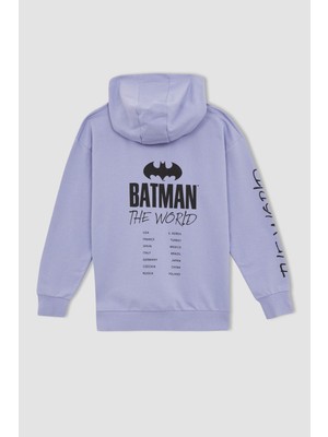 DeFacto Erkek Çocuk Batman Lisanslı Relax Fit Sırt Baskılı Kapüşonlu Sweatshirt X0692A622SP