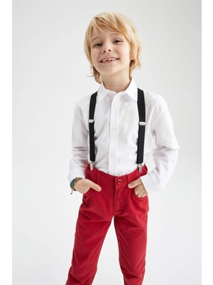 DeFacto Erkek Çocuk Regular Fit Basic Uzun Kollu Keten Görünümlü Gömlek W3236A622SP