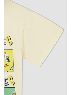 DeFacto Kız Çocuk Looney Tunes Lisanslı Regular Fit Kısa Kollu Pamuklu Tişört X2071A622SM